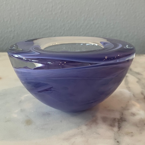 Kosta Boda Lavender Swirl Glass Votive Holder - Picture 4 of 8